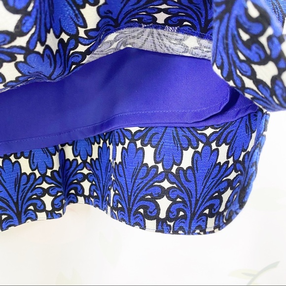 NEW Donna Morgan Cobalt Blue Ivory Multi Print Sheath Dress 4 - Picture 6 of 13